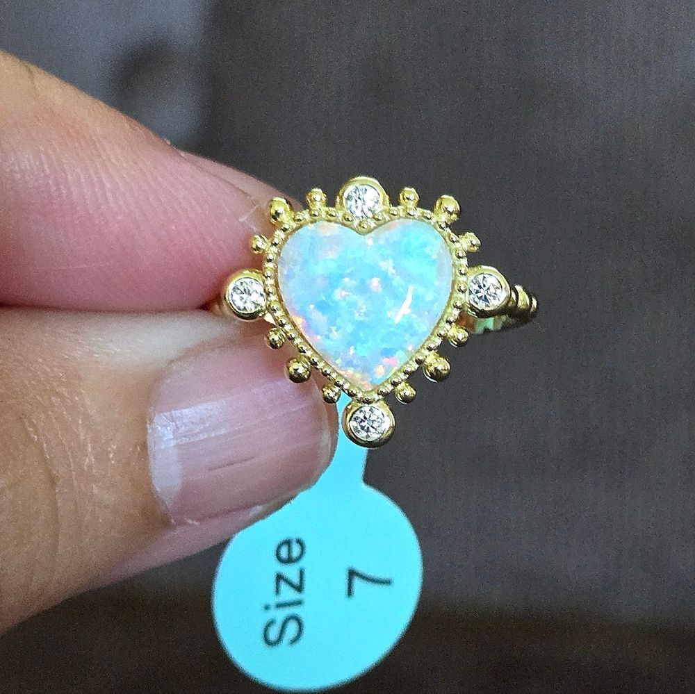 Cote d'Argent Lab Created White Fire🔥 Opal Heart Ring💍 - NWT - Picture 15 of 15